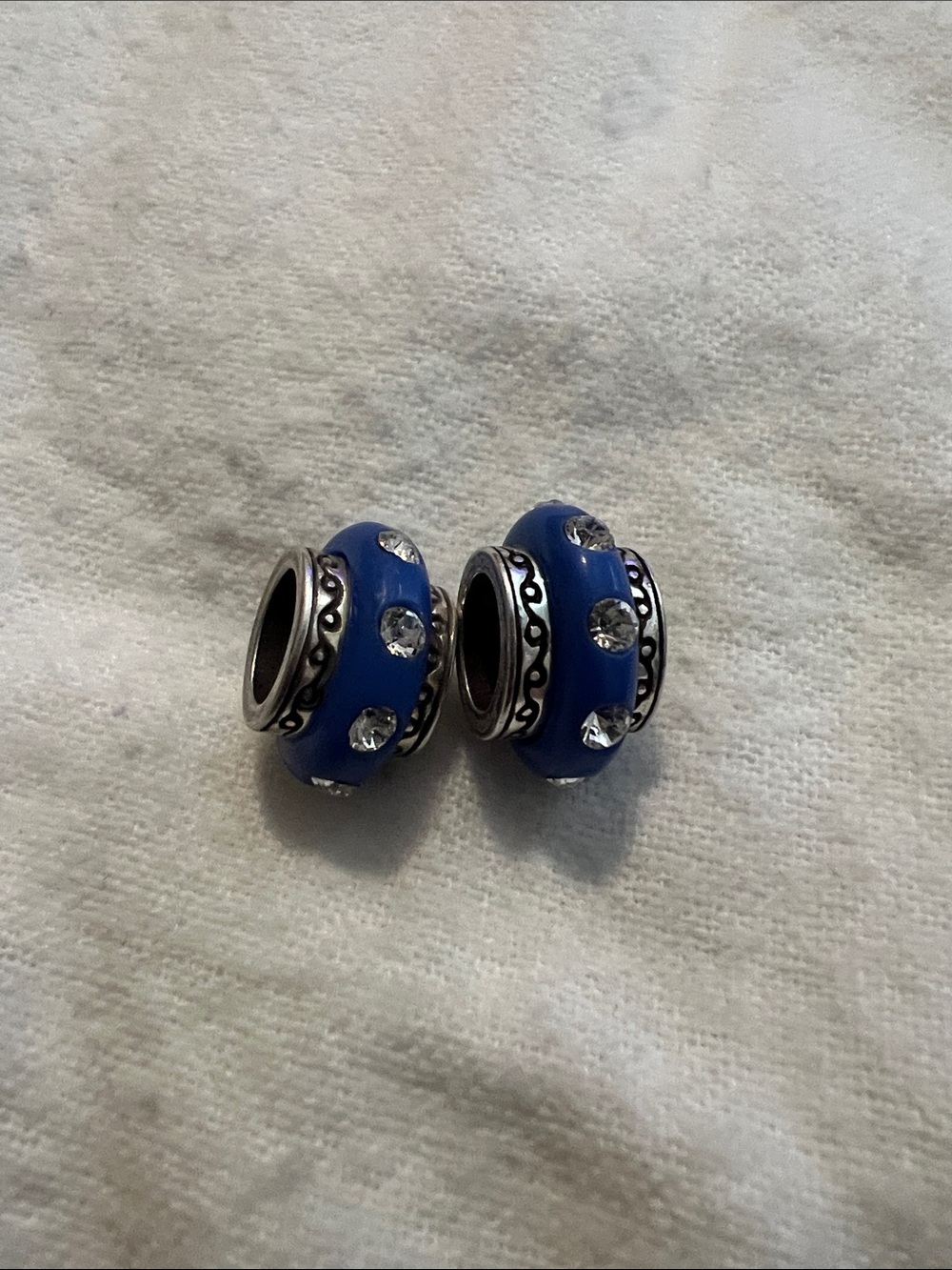 Brighton Royal Blue Enamel Spacer Beads with Clear Crystals